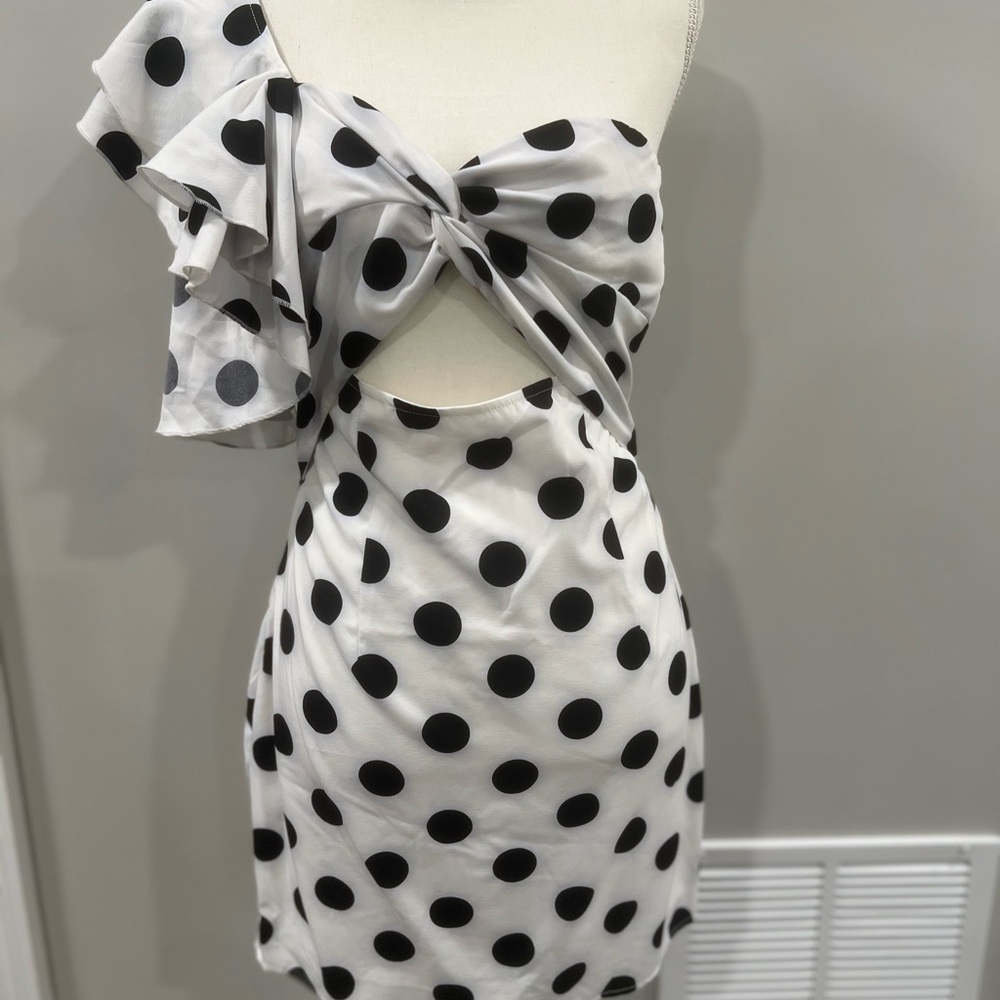 Elegant Black and White Polka Dot Dress